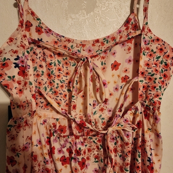 Wednesday's Girl Maternity Tiered Miini Cami Dress Pink Ditsy Floral Sz XS NWT - Picture 4 of 9